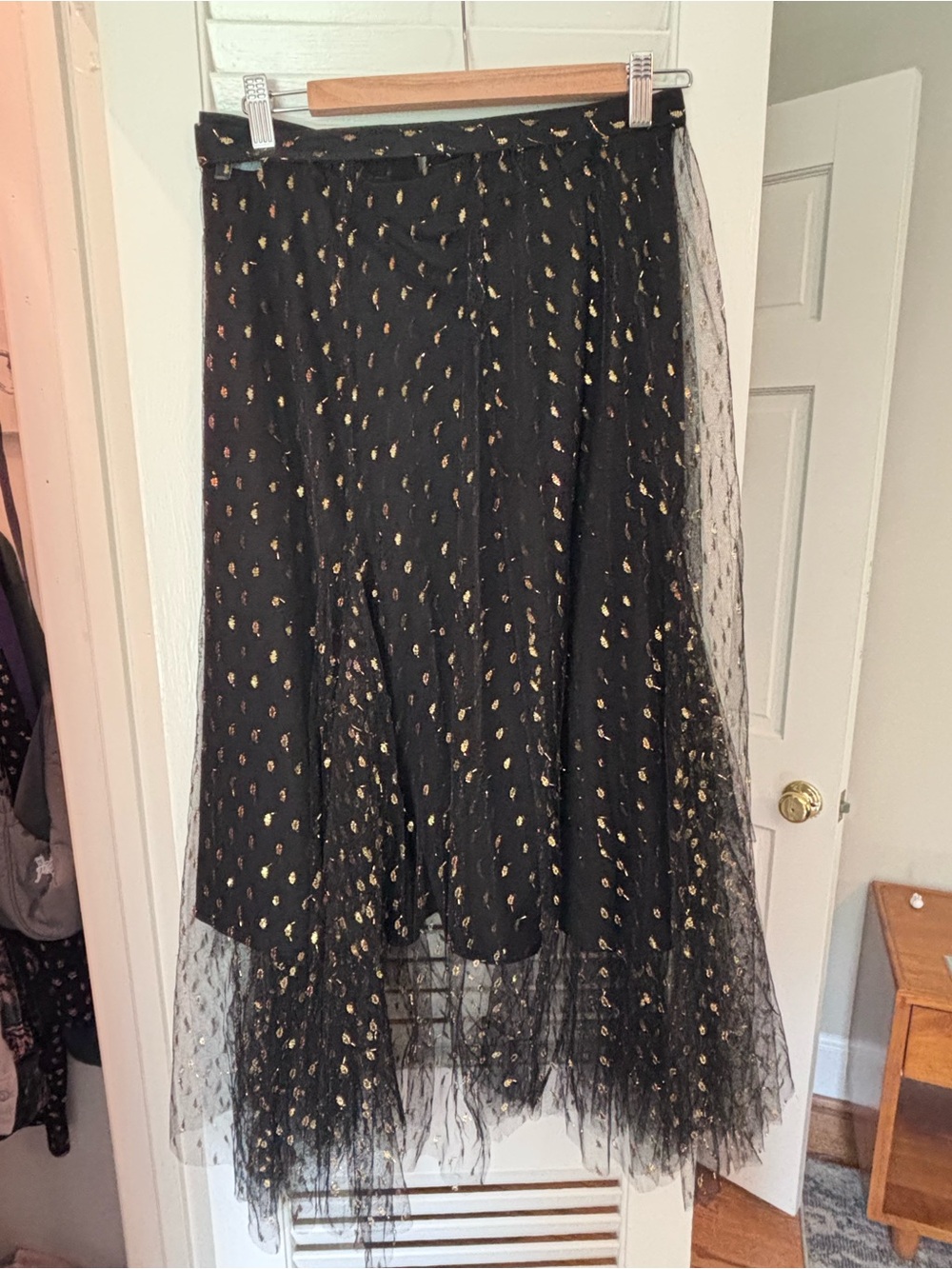 Eva Frank Black and Gold Tulle Maxi Skirt - Elegant Women's Skirt